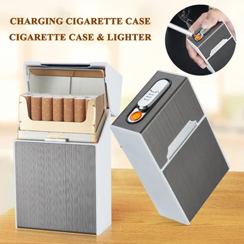 2 In 1 Įkrovimo Automatinis Elektroninių Cigarečių Atveju Dėžutė su USB Portable Cinko Lydinys Vėjo Elektrinių Cigarečių Žiebtuvėliai