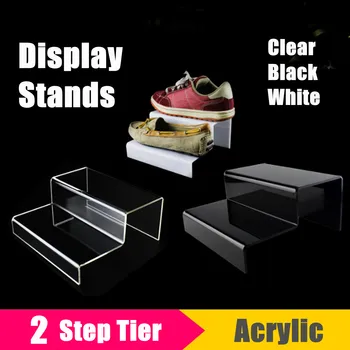 2 žingsnis akrilo mažmeninės vertikalus counter batai, bateliai, papuošalai stendas apdailos papuošalai kopėčių lentynos, dvigubo laikymo