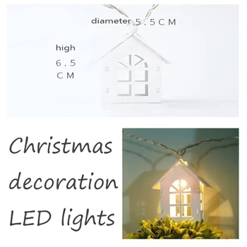 20/10LED Kalėdų Dekoratyvinis String Žibintai LED Dekoratyvinės Šviesos Šiaurės Stiliaus namelis String Lemputė Šiltai Balta Atmosfera Lempos