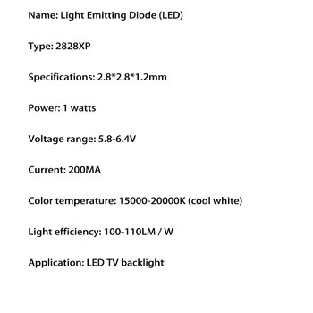 200Pcs/daug naujų high power led 2828 6 v 200ma lemputė karoliukai šaltai balta remonto led lcd tv apšvietimas juostos ir juostelės karšto