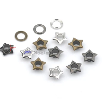 200sets/daug 5mm metalo, žalvario, kilpų, su poveržle žvaigždės formos metalo grommets sidabro/juoda/bronzos nemokamas pristatymas JY-014