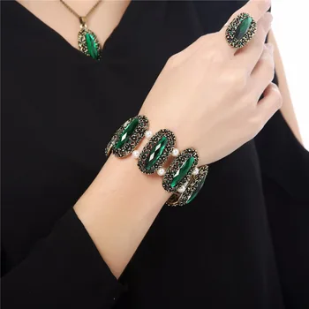2017 m. naujo dizaino vintage žalia kristalų ovalo blizgesį akmuo, cirkonio Bangle Apyrankės papuošalai moterims, vestuvių mados 1106