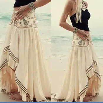 2018 Fahsion Derliaus etninės stiliaus susiuvimo nereguliarus šifono paplūdimio sijonas