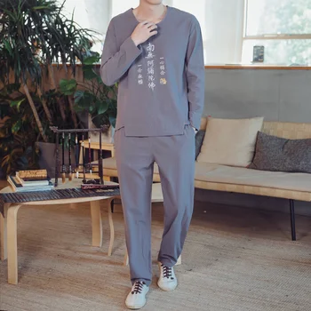 2018 m. rudenį naujų Kinijos retro stiliaus asmenybės siuvinėjimo laisvalaikio ilgomis rankovėmis vyriški kostiumas didelis dydis ir tendencijos
