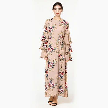 2019 Mados Moterų Musulmonų Suknelė, O Kaklas Ilgas, Plius Dydis 7XL Gėlių Suknelė Islamo Saudo Arabija Abaja turkijos Dubajus 5 spalvų Suknelė