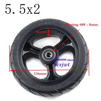 2019 naujas Kietieji diskai 5 colių, 5.5x2 ratlankiai su geros kokybės ir Ne anglies pluošto motoroleris kietos padangos su ratlankis-lengvojo lydinio padangos dolly