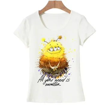 2019 Naujas Prekės ženklas Vasaros marškinėliai Moterims Topai O-Kaklo Moterų mielas animacinių filmų Atspausdintas T-shirt Atsitiktinis marškinėlius Moterų Topai