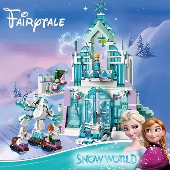 2019 Originali Disney naujo Užšaldyti Elsa Anna blokai Lėlės kumštinės pirštinės Pilis Žaislas Vaikams, vaikų žaislas Kalėdų dovana