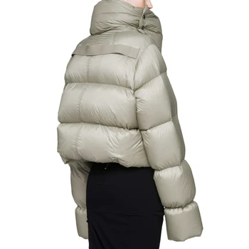 2019 Žiemą Storas Šiltas Moteris Žemyn striukė ilgomis rankovėmis Prarasti Moterų Trumpas Žemyn kailio vientisos spalvos Atsitiktinis Užtrauktukas Outwear YNZZU 9O033