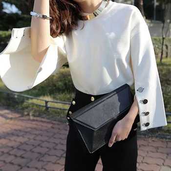 2020 autunmn žiemos Naujas Modelis Ragų Rankovės Baltos spalvos Zomšinės Striukės Moteris Panele Kokybės marškinėliai, Japonija, Pietų Korėja camisa feminina