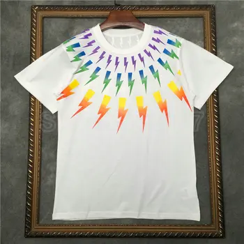 2020 Dizaineris Prabangos prekės ženklo Vyrai drabužiai, Marškinėliai geometrijos žaibo spausdinti Medvilnės Marškinėlius marškinėliai Tee Camiseta Masculina