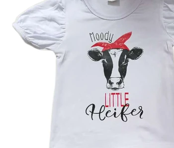 2020 karšto pardavimo moody karvė gyvūnų spausdinti modelio vaikų drabužiai mergina mados asmenybės stiliaus
