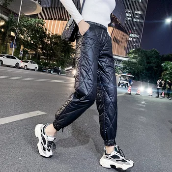 2020 Korėjos Medvilnės Žemyn Kelnes Žiemos Kelnės Moterims Streetwear Baltos Dirbtinės Žemyn Storas Šiltas Kelnes Kelnės Moterims Japonijos Karšto