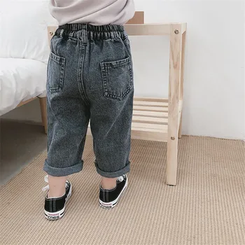2020 m. Pavasarį vaikai džinsai vieną mygtuką, džinsai mergaitėms, laisvo stiliaus Rudenį berniukai džinsinio audinio kelnės, džinsai vaikams