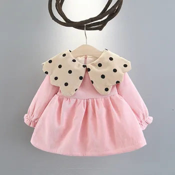 2020 M. Rudens Žiemos Bamblys Baby Girl Dress Kūdikių Vientisos Spalvos Taškų Princess Gimtadienio Suknelė Naujagimiui Kalėdų Šalis Suknelė