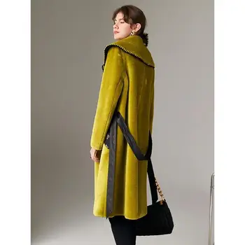 2020 m. Rudens Žiemos Naujas Moterų Outwear-kailis Vidutinio ilgio Nukirpti Kašmyro Paltas Elegantiškas Moteris, Vilnoniai audiniai Kailis Didelis Dydis, A408