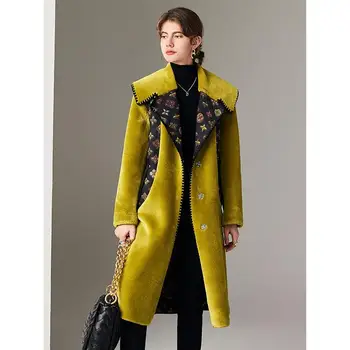 2020 m. Rudens Žiemos Naujas Moterų Outwear-kailis Vidutinio ilgio Nukirpti Kašmyro Paltas Elegantiškas Moteris, Vilnoniai audiniai Kailis Didelis Dydis, A408