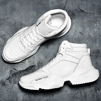 2020 M. Rudens Žiemos Sneaker Vyrai Aukštos Viršų Odiniai Sportiniai Bateliai Vyrai Anti-Slip Vaikščiojimo Batai Vyrams Aukštos Kokybės Bėgimo Bateliai Vyras