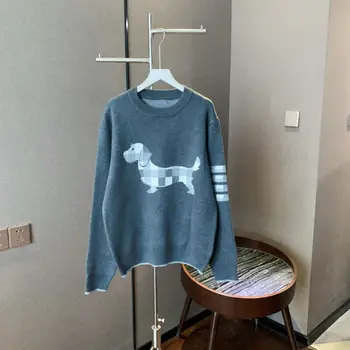 2020 M. Rudenį New Age Stiliaus Nukentėjo Spalvos Šuniukas Modelis Dryžuotas Megztinis Megztinis Atsitiktinis Viršų