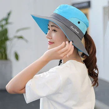 2020 Mados Moterų Žvejys Skrybėlės vasaros nauji Plačiai Kraštų Apsauga nuo Saulės Žvejys, skrybėlės moterims plaukai surišti į uodegą Turėtojas saulės kepurės gorras