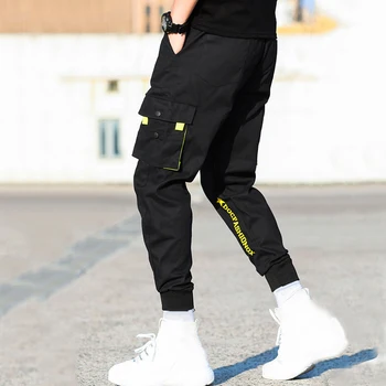 2020 metų vasaros Atsitiktinis Vyrų Kvėpuojantis Kulkšnies Kaklaraištis Kišenės, Raišteliu Krovinių Kelnės Devintojo Kelnės vyrams, drabužiai спортивные штаны