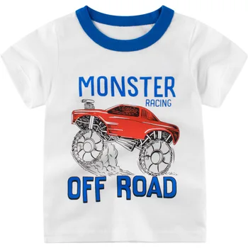 2020 metų Vasaros Marškinėliai Berniukams Monstras Automobilių Spausdinti korėjos Vaikų marškinėliai trumpomis Rankovėmis Medvilnės Kūdikių Drabužiai ZSBY105