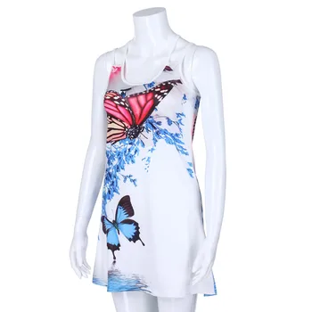 2020 Moterys Vasarą Vintage Suknelė be Rankovių 3D Gėlių Spausdinti Bakas Trumpa Mini Suknelė Flamingas 