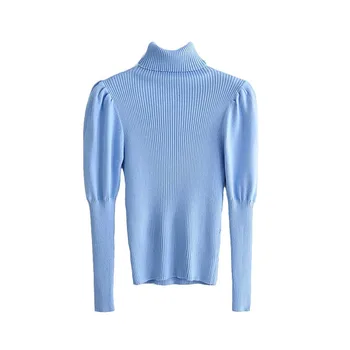 2020 moterų mados golfo sluoksniuotos rankovėmis pagrindinio megztiniai megztinis rudenį atsitiktinis slim puloveriai prabangus laisvalaikio megztinis viršūnes traukti femme