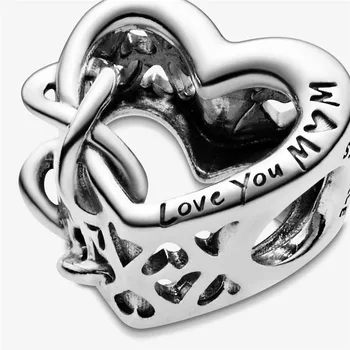 2020 Naujas Autentiškas 925 Sterlingas Sidabro Myliu Tave, Mama, ažūrinės figūrinių Širdies Žavesio Granulių Tinka 3mm Apyrankė 