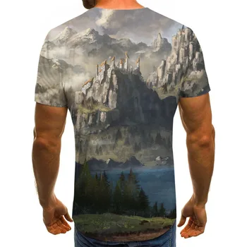 2020 naujas gamtos kraštovaizdžio, vyriški T-shirt vasaros atsitiktinis viršų 3D atspausdintas mados apvalios kaklo marškinėliai plius dydis streetwear