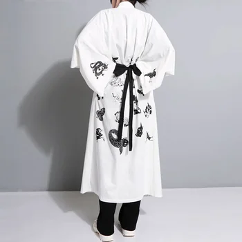 2020 naujas Japonija Harajuku smurtinių BF vėjo ukiyo-e dažytos monstras ir vėjo tatuiruotė spausdinti ilgio kimono striukės