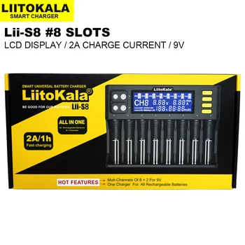 2020 Naujas LiitoKala Lii-S8 Li-ion 18650 Baterija, Įkroviklis, 3,7 V arba NiMH 1.2 v Li-fepo4 3.2 v IMR 3.8 v 26650 21700 26700 AA AAA