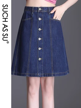 2020 Naujas Mados Moteriški Derliaus Mėlyna Džinsinio Sijonai Single-Breasted Laisvalaikio Prekės Dizaineris Slim Mini Džinsinio Sijonai Moterų Saia