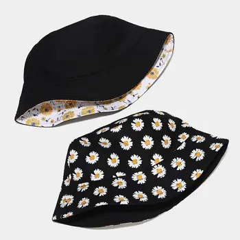 2020 Naujas Mados Vasaros Grįžtamasis Geltona Mažesnių Gėlių Žvejybos Kepurės Kibirą Skrybėlės Panama Žvejys Skrybėlės Mens Hip-Hop