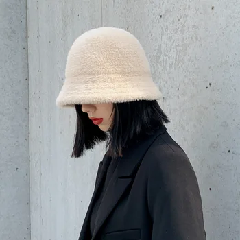 2020 Naujas Mados Žiemos Skrybėlės Moterims Kailiniai Kibirą Šiltos Kepurės Dome Panama Juoda Balta Derliaus kibirą Žvejys Skrybėlės шапка женская
