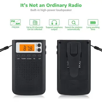 2020 Naujas Mini Radijo Nešiojama Stereo Kišenėje Radijo Garsiakalbį Su Built-in Garsiakalbis, Ausinių Lizdas AM FM Radijo Žadintuvas