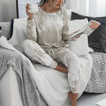2020 Naujas Moterų Pižama Nustatyti Atsitiktinis Mielas Spausdinti Homewear Moteriškos Pižamos Ilgas Kelnes Sleepwear Namų Kostiumas Moteriška Pižama, 2-piece