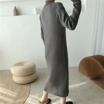 2020 Naujas Rudens-Žiemos Mados korėjos stiliaus Užtrauktukas, Suknelė Moterims Atsitiktinis Mezgimo Šiltas Long Sleeve Sweater Dress D08520R