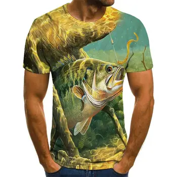 2020 Naujas vasaros 3D atspausdintas žuvų modelis vyrų ir moterų laisvalaikio T-shirt Mados tendencija jaunimo kietas vyriški t-shirt Hip-hop trumpas rankovės