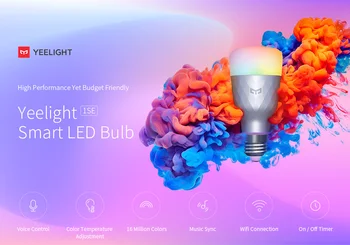 2020 naujas Yeelight 1SE E27 6W RGBW AC 100 - 240V Smart LED Bulb Nuotolinio Valdymo pultą Smart LED Šviesos Spalvinga Temperatūros Valdymas Balsu