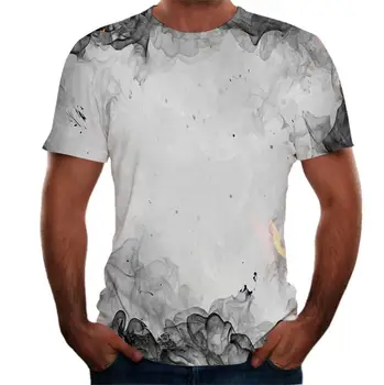 2020 Naujausias 3D Atspausdintas T-Shirt Rašalo Atkreipti Modelis trumpomis Rankovėmis Vasaros Atsitiktinis Viršūnes Tees Mados O-Kaklo Marškinėlius Vyrų camiseta hombre