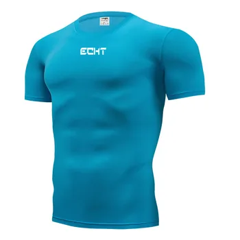 2020 Nauji vyriški Bėgimo marškinėliai Quick Dry sporto Salė Trumpas rankovės Suspaudimo Fitneso Stora Marškiniai Krepšinio Jersey Sportinę Rashgard