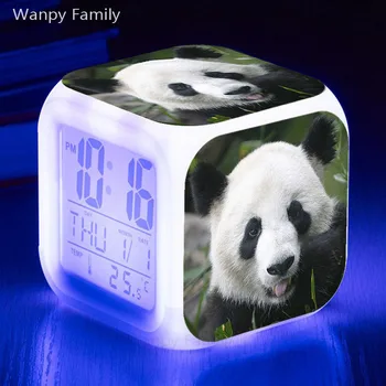 2020 Naujos Panda Žadintuvas 7 Spalva Žėrintis Multifunctio LED Skaitmeninis Laikrodis, Vaikų kambario Stalas Liesti jutiklis Nakties Šviesos Žadintuvas