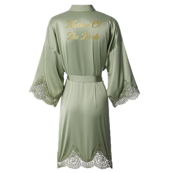 2020 Naują Asmeninį Bridesmaid, Chalatai Nėrinių Skraiste Vestuvinius Drabužius Matinis Satino Moterų Vestuvių Nuotaka Chalatas Chalatas Sleepwear Žalia