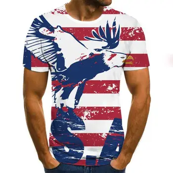 2020 nueva camiseta de verano para hombres, camiseta atsitiktinis con cuello redondo con estampado de bandera 3D para hombres