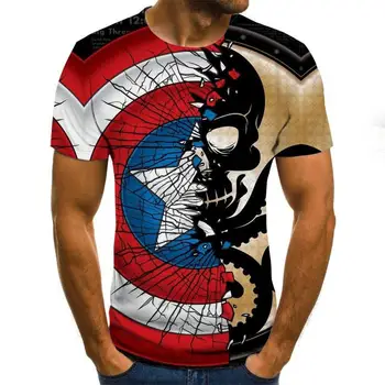 2020 nueva camiseta de verano para hombres, camiseta atsitiktinis con cuello redondo con estampado de bandera 3D para hombres