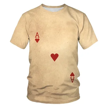 2020 Pokerio vyrų marškinėliai 3d spausdinimo Viršūnes Tees mados Ace Spausdinti Vasarą, Rudenį Trumpas Rankovės Studentų Įnoringas Kasdieniai Drabužiai