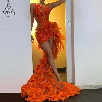 2020 Seksualus Išpjovą, Oranžinė Prom Dresses Couture Vien Didelis Mažas Brangakmenis Kaklo, Rankovių Konkurso Atveju Šalis, Chalatai Ilgą Vakarinę Suknelę