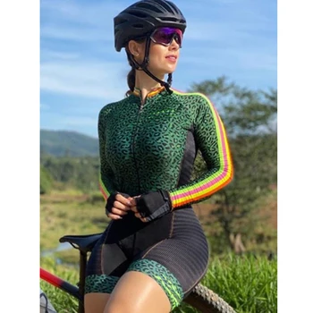 2020 XAMA PRO Jumpsuit Dviračių Drabužių Komplektai Moterų Profesinės Ilgas Rankovėmis Skinsuit Conjunto Feminino Ciclismo Triatlonas