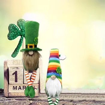 2021 m. St. Patrick ' s Day Beveidis Lėlės Tomte Gnome Pliušinis Žaislas St Patriko Diena Airijoje Pasisekė, Elf Plushie Dobilų Atostogų Dekoro 2vnt